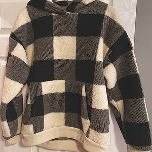 American Eagle Buffalo Plaid Sherpa Hoodie